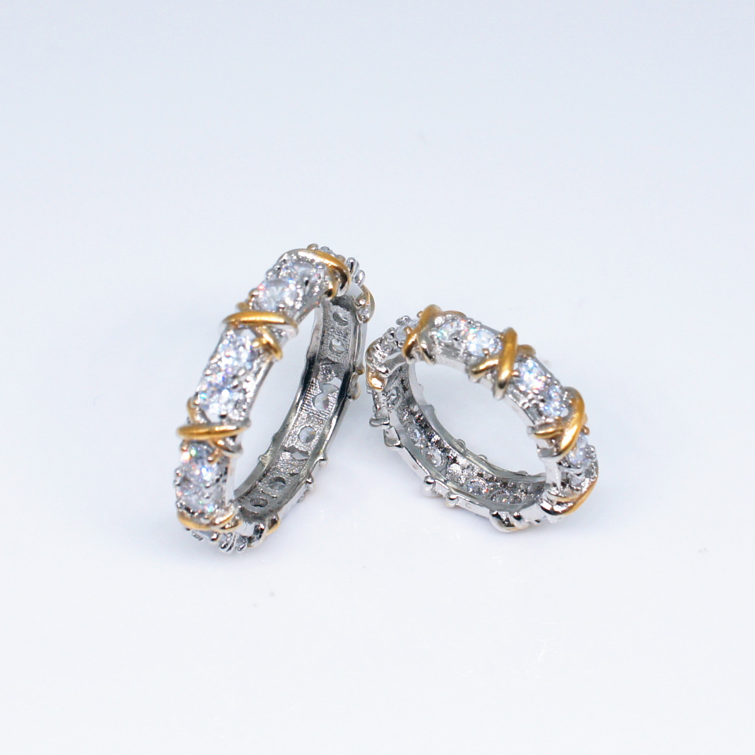 Chất Liệu Bạc 925 Nhẫn Vàng Tách Dát Đá Zircon Cho Nữ, Nhẫn Nữ Glamour Trang Sức Cưới, Quà Tặng
