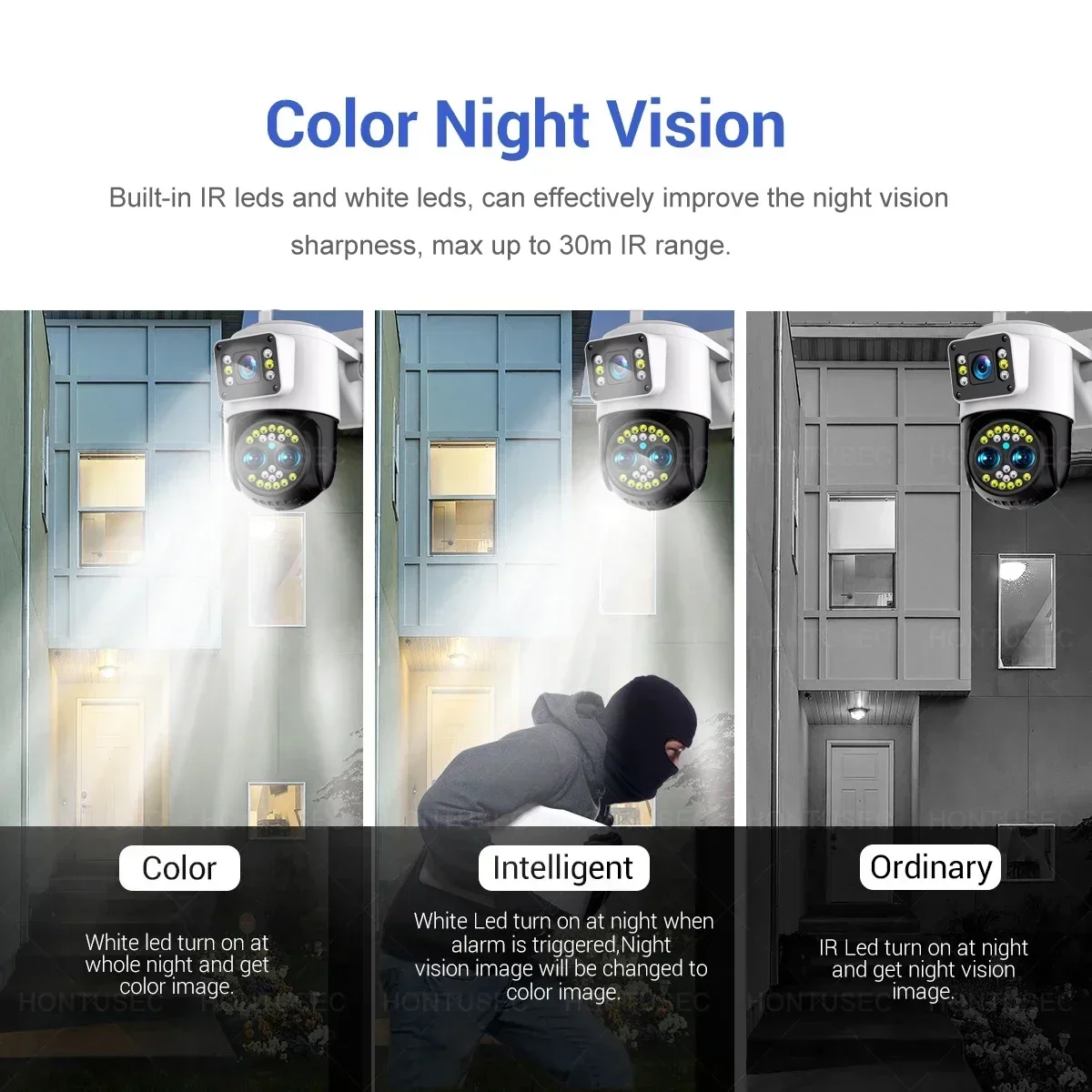 Yoosee 4K 8MP tres lentes pantallas duales 10X Zoom óptico IP66 impermeable al aire libre seguimiento automático cámaras de vigilancia de Audio bidireccional