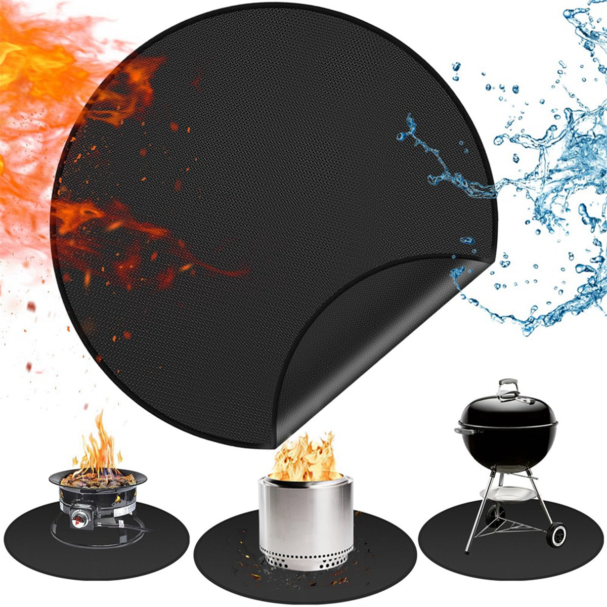 BAAU 焚き火用ファイヤーピットマット、両面耐火ファイヤーピットマット ラウンドファイヤーピットバーベキューマット グリルマットの下用 30インチ