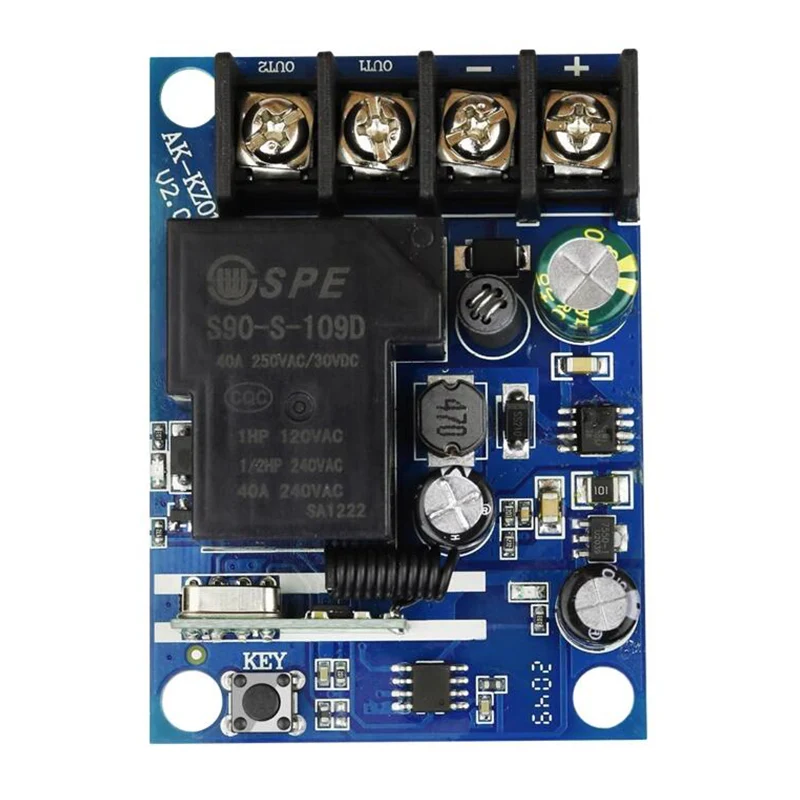 Baru DC12V 24 V 36 V 48 V 1CH Remote Control Lampu Relay Output Modul Penerima Radio dan 2 * Transmitter Waterproof