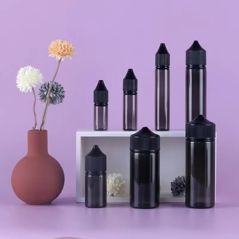 10Pcs 10/15/30/60/100/120ml Black Plastic Dropper Bottle With Child-Proof Lid Empty Refillable Essential Oil Sample Container