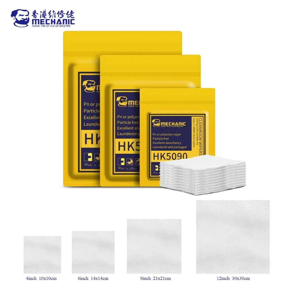 ช่าง HK5090 Super Soft Cleanroom ใบปัดน้ําฝนทําความสะอาดผ้าไม่ฝุ่นฝุ่นฟรีกระดาษทําความสะอาด LCD ซ่อมผ้าสําหรับโทรศัพท์ Pad แท็บเล็ต