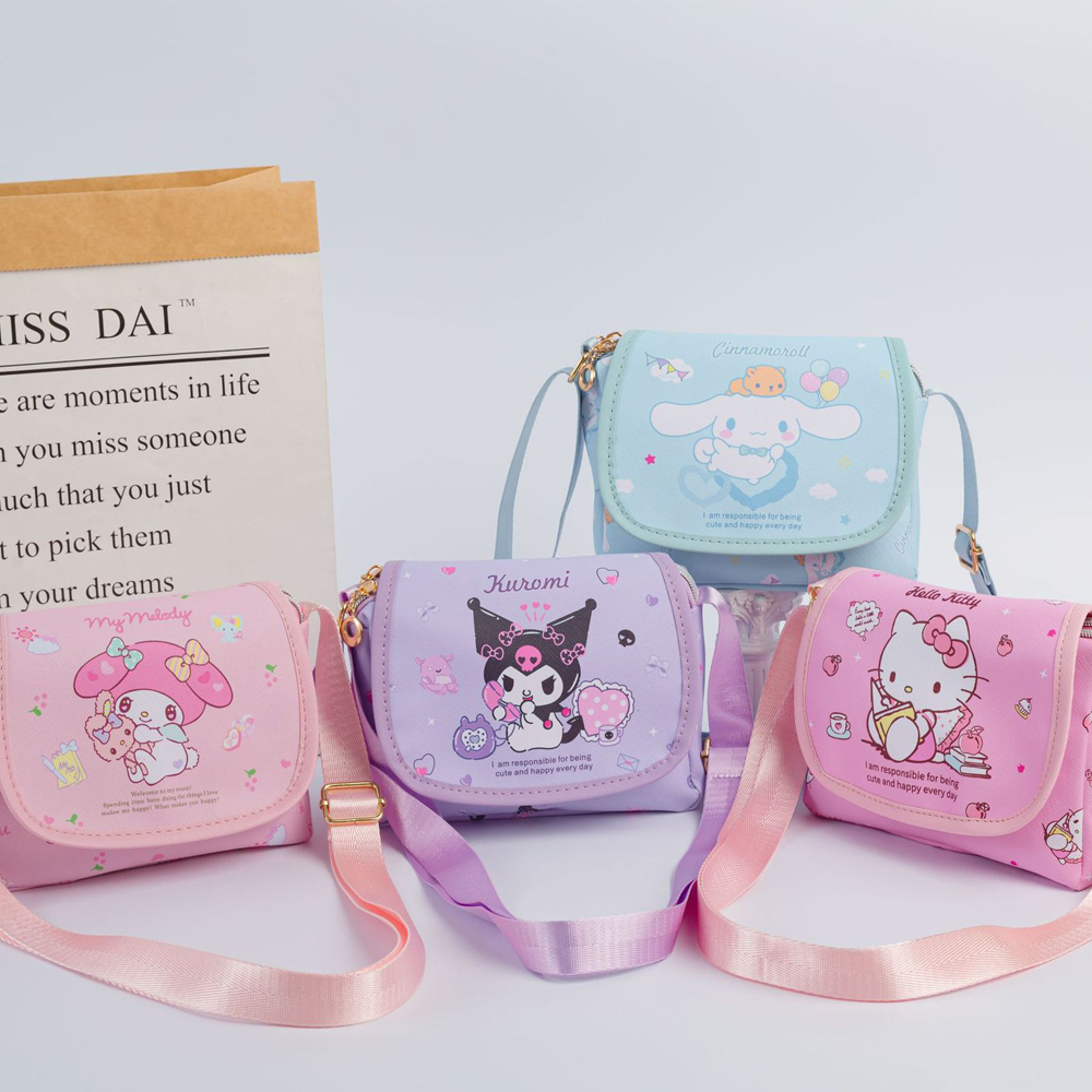 Cartoon Kuromi Hellokitty Flip Schoudertas Leuke Mode Cinnamoroll Opslag Schoudertas Portemonnee Kindermeisjes Verjaardagscadeaus