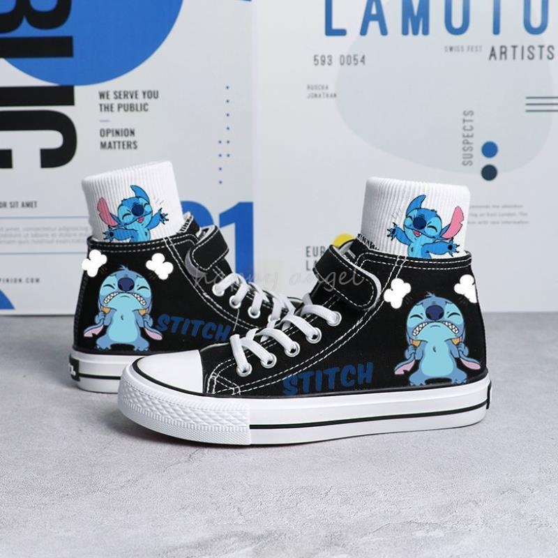 Lilo e stitch crianças tênis de lona meninos moda antiderrapante respirável sapatos esportivos meninas estudante sapatos casuais das crianças