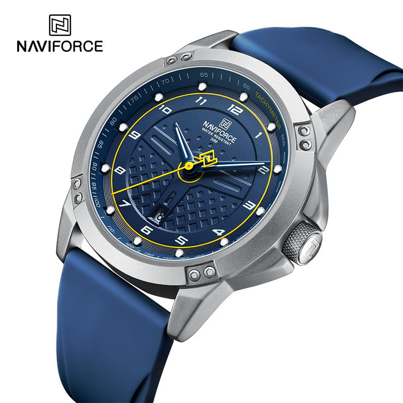 naviforceカジュアルクォーツ腕時計ファッション防水メンズ腕時計スポーツシリコーンストラップ男性発光時計レロジオmasculino