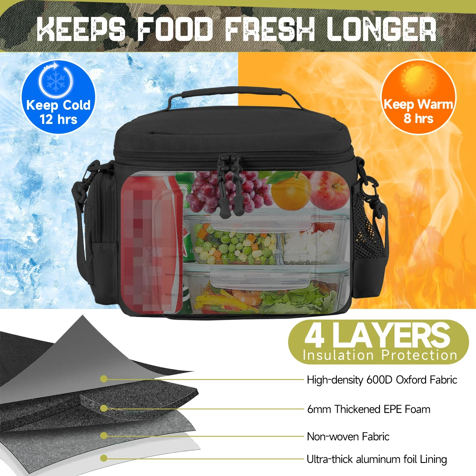 13L Tactical Thermal Cooler Bag Picnic Cooler Box Camping Lunch Bag Outdoor Heavy Duty Lunch Box Cooler Backpack Camping Storage