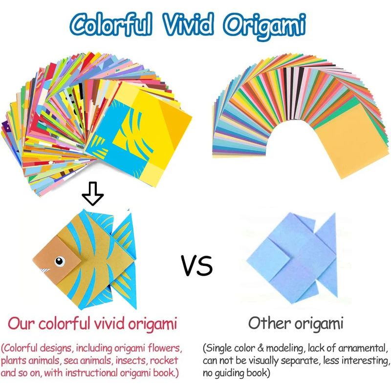 Origami Kit with 30/96 Sheets Paper & Guide Book, DIY Craft Art for Beginners Kids Children Boys Girls