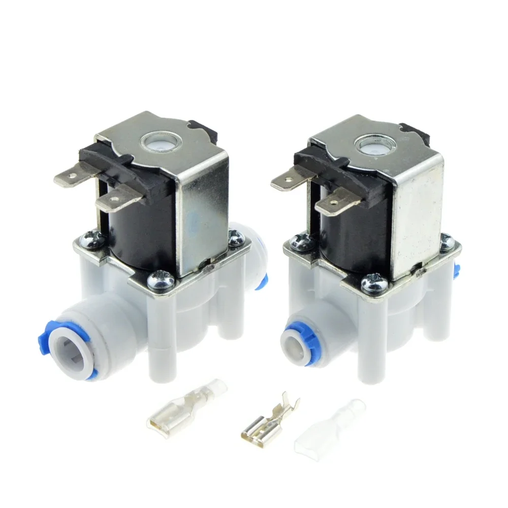 Elektrisches Kunststoff-Magnetventil, 12 V, 24 V, 220 V, normal geschlossen, 1/4 Zoll, 3/8 Zoll Schlauchrohr, Schnellanschluss, RO-Wasser-Umkehrosmose-System