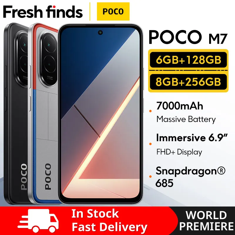 【Estreno mundial】POCO M7 versión Global Smartphone Snapdragon 685 7000mAh batería inmersiva 6,9 "FHD + pantalla NFC 33W carga