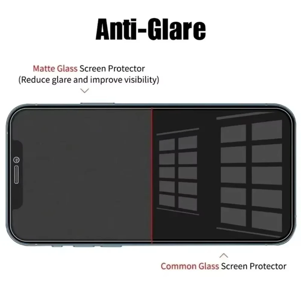 Nnbili 1-2 peças de vidro temperado fosco para iphone 16 15 14 12 11 13 pro max 16e protetores de tela foscos anti-queda e anti arranhões
