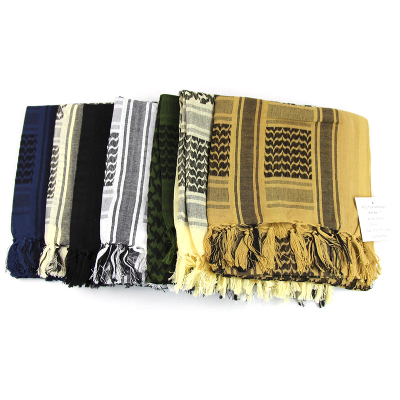 Bufanda táctica árabe Keffiyeh Shemagh, chal de algodón para invierno, cubierta más cálida para el cuello, envoltura para la cabeza, bufanda para acampar al aire libre a prueba de viento para hombres y mujeres