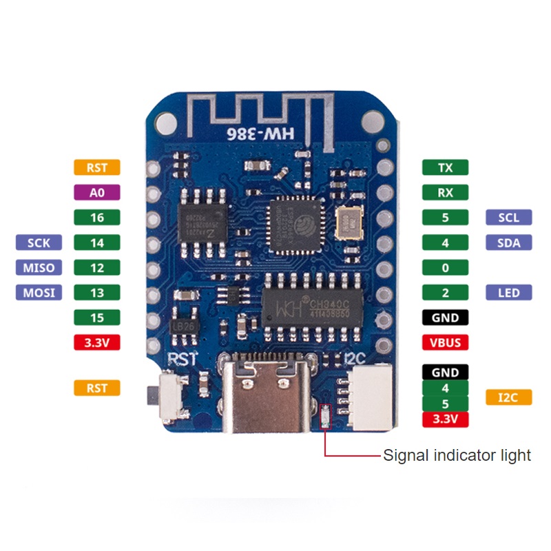 WEMOS D1 Mini V4.0.0 TYPE-C USB WIFI Internet rzeczy oparty na płytce ESP8266 4MB LOLIN 12C MicroPython Nodemcu kompatybilny z Arduino