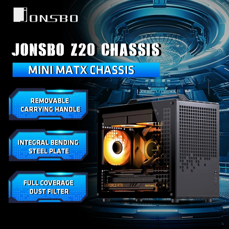 JONSBO Z20 MATX ATX Корпус для ПК Шасси 20л Корпус со съемной ручкой 163 мм Видеокарта с воздушным охлаждением Type-C Настольный Small Space 95% 케이스