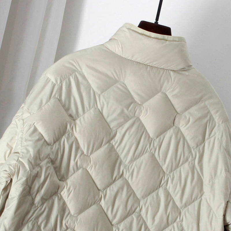 Schinteon femmes ultraléger blanc canard doudoune automne hiver vêtements d'extérieur décontracté Argyle col montant Simple manteau Style coréen