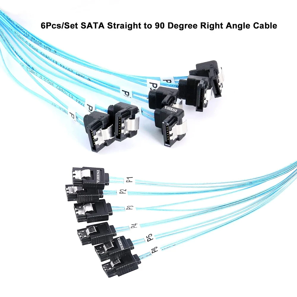 0.5m/1m Kabel SATA 3.0 Kabel SATA 90 stopni pod kątem prostym Kabel SATA-Data SAS/SATA-12Gbps do serwera-Raid SDD HDD CD DV