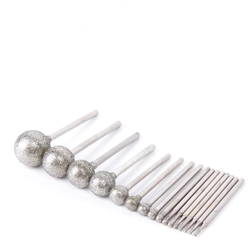 11 個セットダイヤモンド研削ニードルヘッドカッター翡翠彫刻ツール彫刻ロータリー球面バリツール 2.35 ミリメートルシャンクラウンドボール