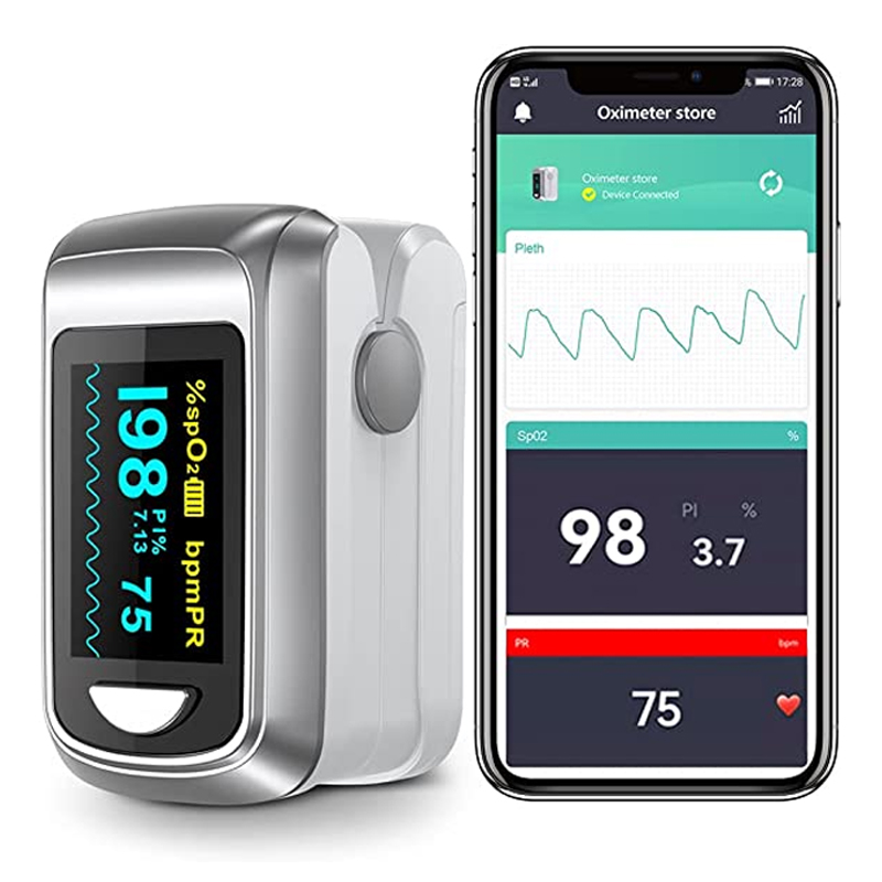 HealthTree dedo oxímetro de pulso saturação de oxigênio no sangue spo2 pi oximétrico de dedo oxímetro bluetooth app controle