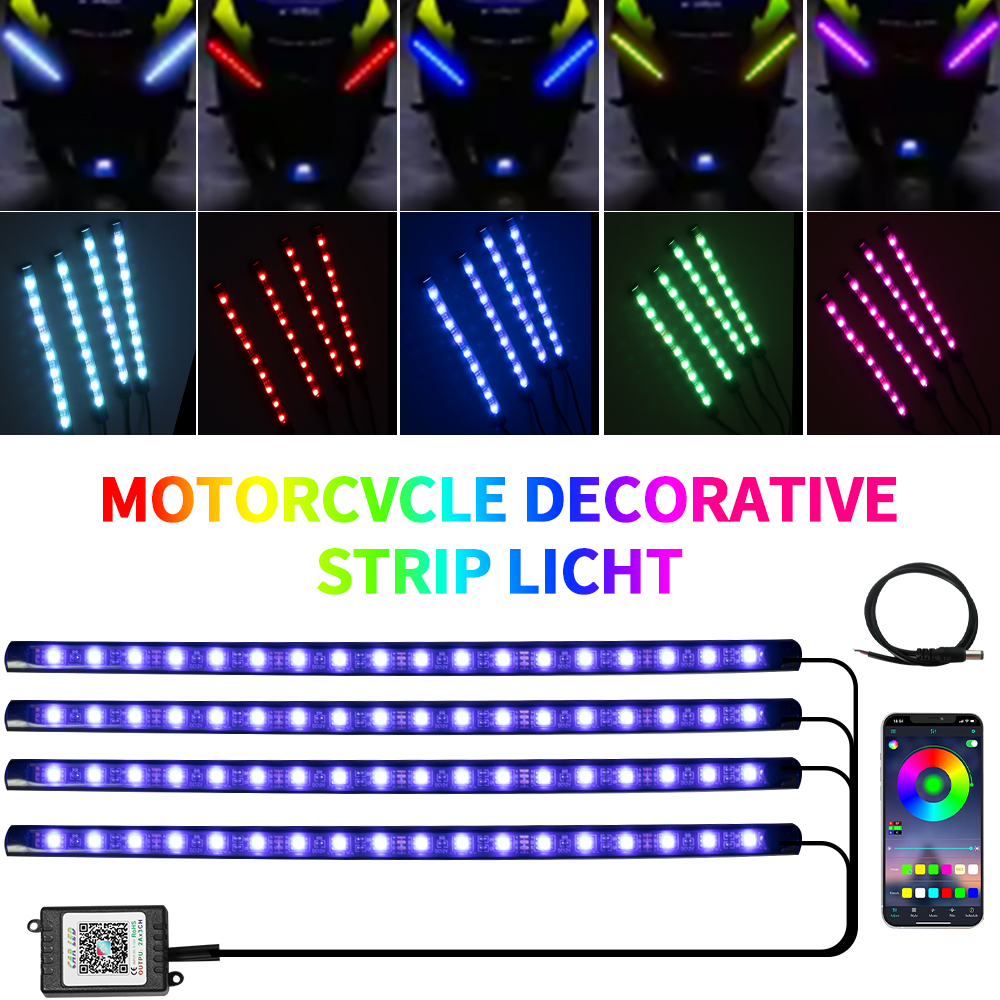 Motordecoratie Strip Motor Draadloze afstandsbediening Muziek APP Controle Auto RGB Sfeer Decoratieve lamp