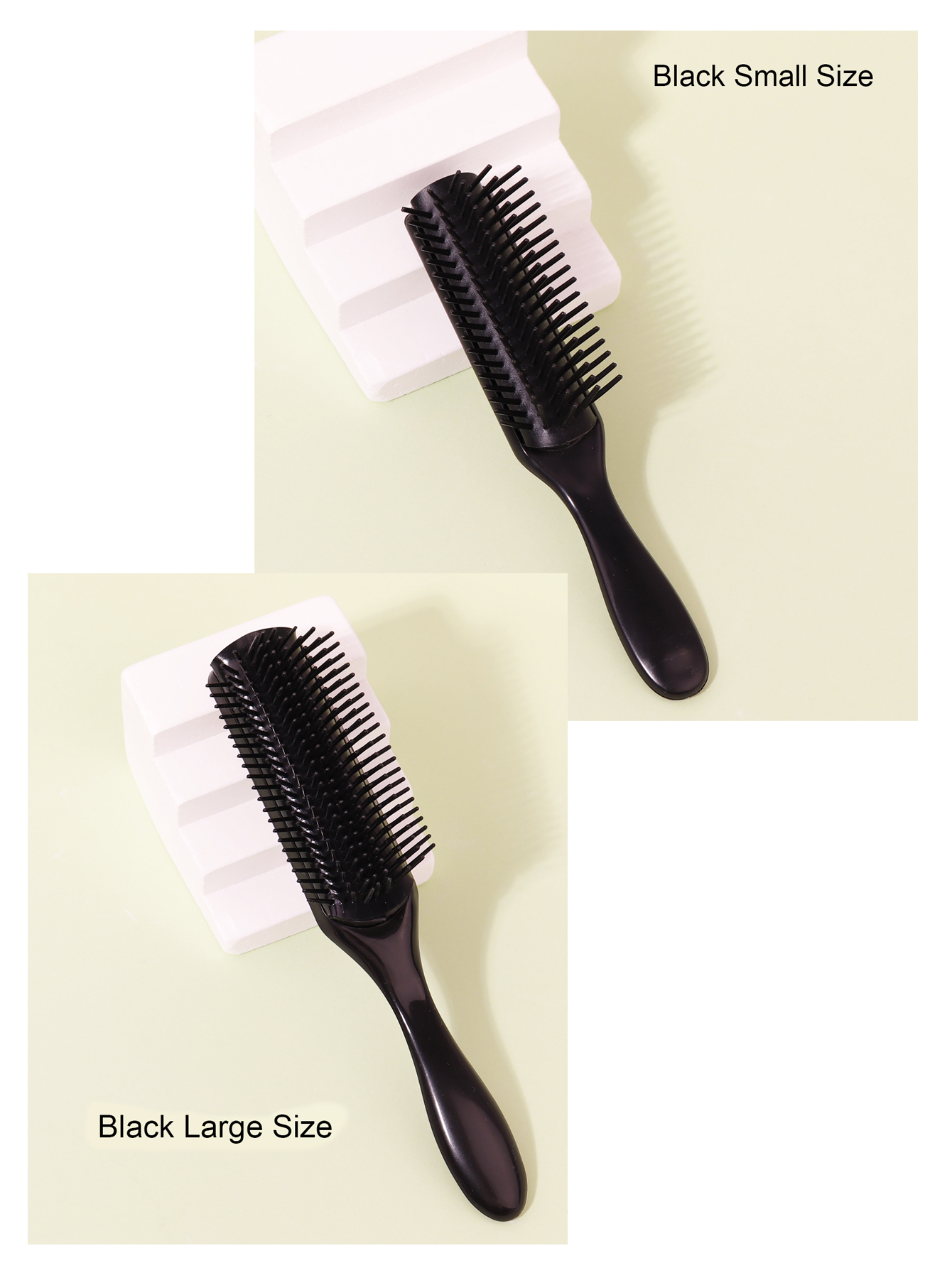 1 cepillo de pelo rizado para masaje de eliminación de arrugas de 9 filas, cepillo de pelo húmedo de plástico con peine desmontable de 9 filas