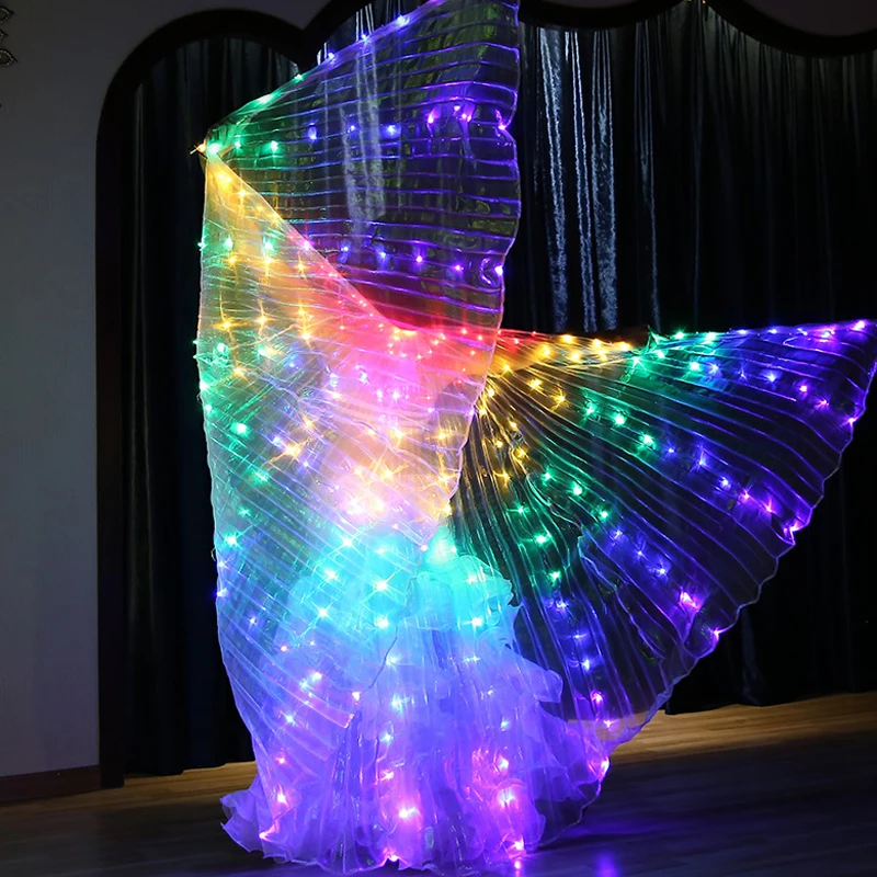 Leuchtendes leuchtendes Kostüm, Tanzumhang, Bauchtanz, LED-Schmetterlingsflügel, leuchtende Fans für Performance-Karnevalsparty