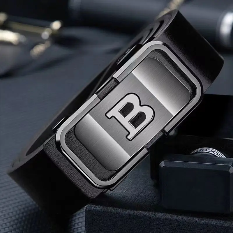 Hebilla automática sin dientes para hombre, nuevo cinturón de moda con botón de letra, moda de negocios, cinturón de alta calidad, selección de regalos para festivales