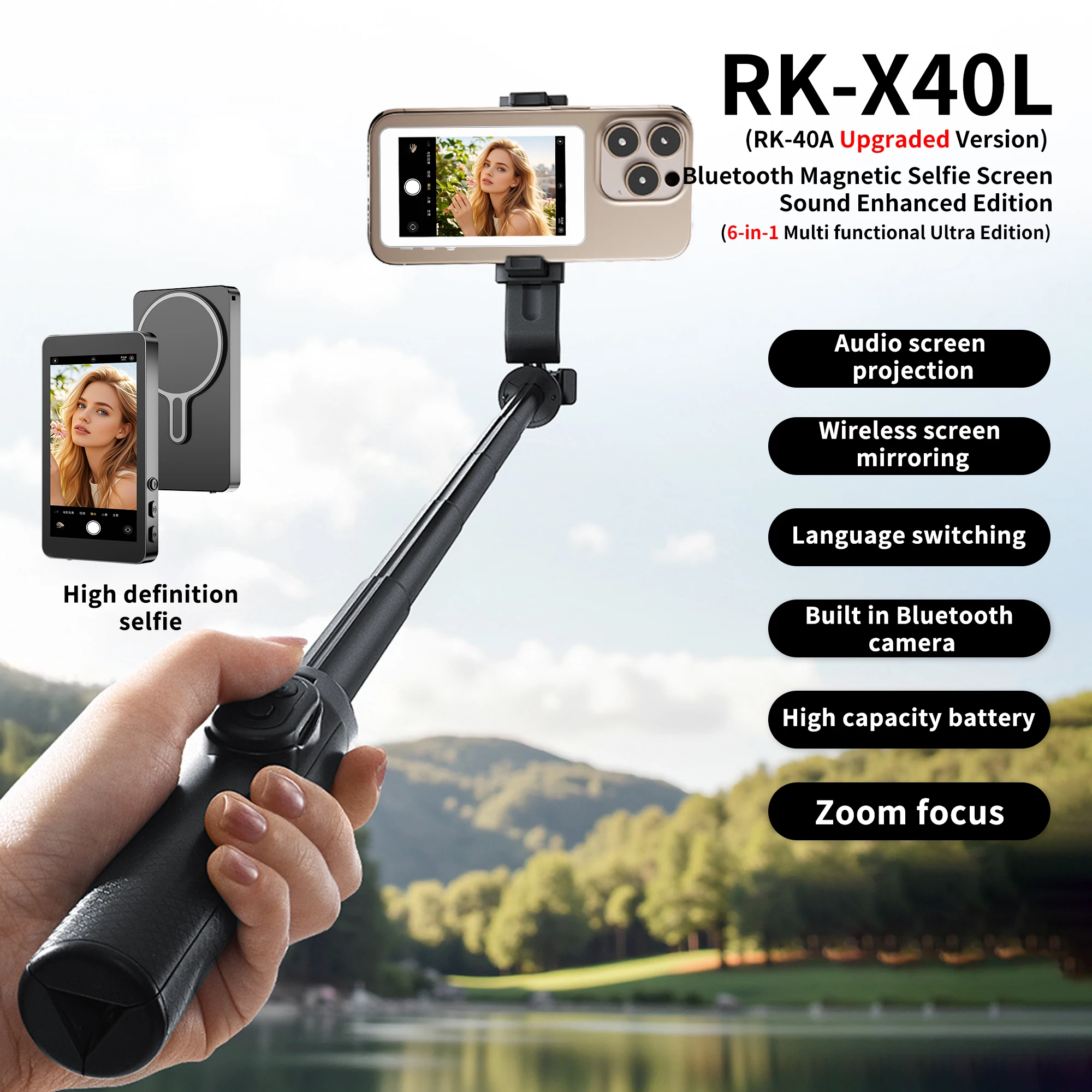 Mobile phone magnetic projection device, rear - high - definition self - shooting, wireless projection is extremely convenient
