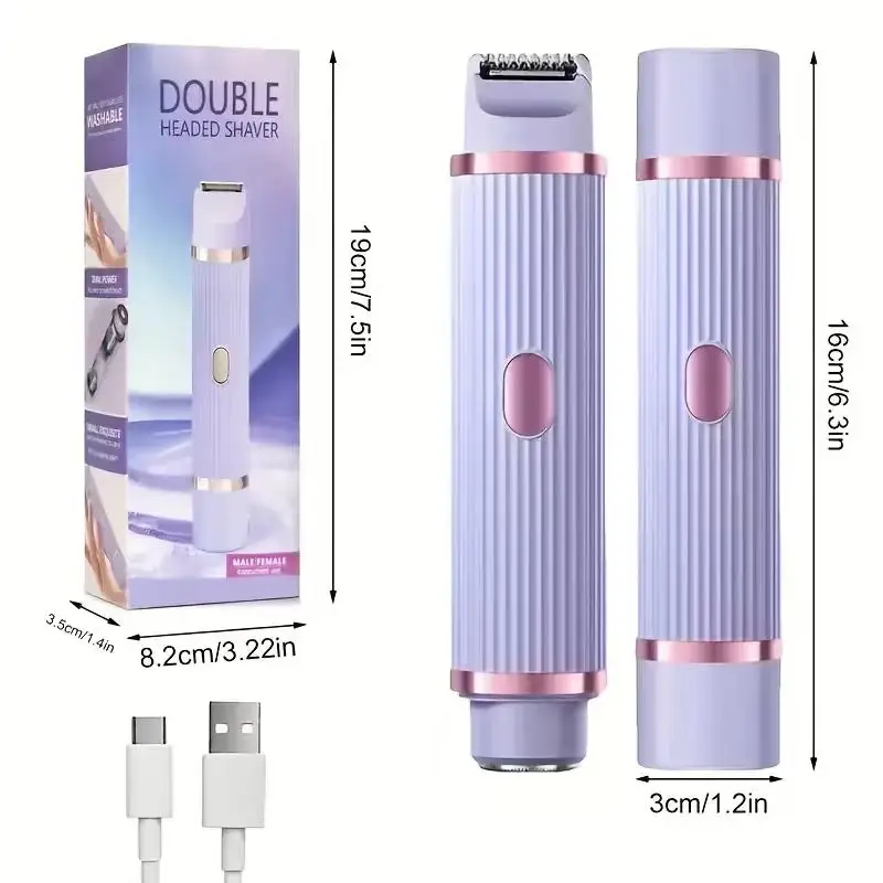 女性のための2-in-1電気シェーバー,ポータブル,ウェットおよびドライ脱毛器,眉毛,顔,脚,脇の下に適しています