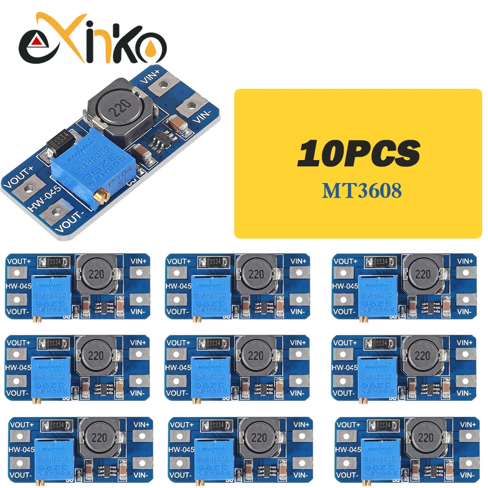 5/10 шт. MT3608 Регулируемый повышающий модуль, регулятор напряжения Micro USB Type-c 2 В-24 В до 5 В-28 В 2A повышающий преобразователь постоянного тока в постоянный