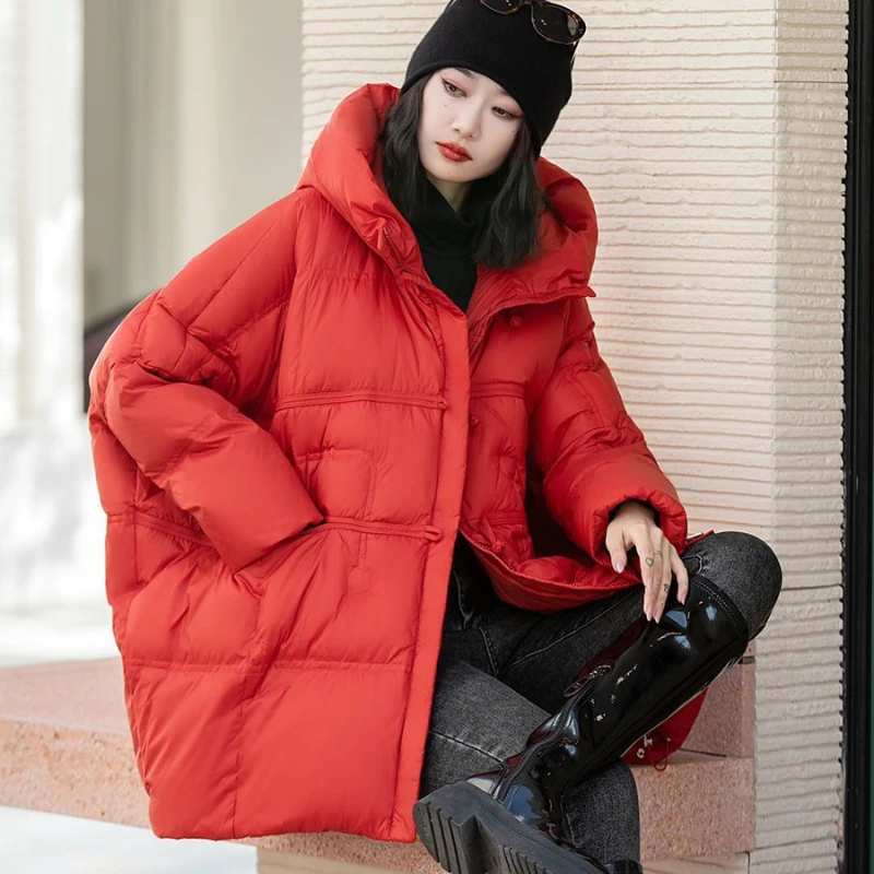 Chaqueta holgada con capucha para mujer, Parka informal, abrigo cálido, diseño suelto y cómodo de siete colores, novedad de otoño e invierno