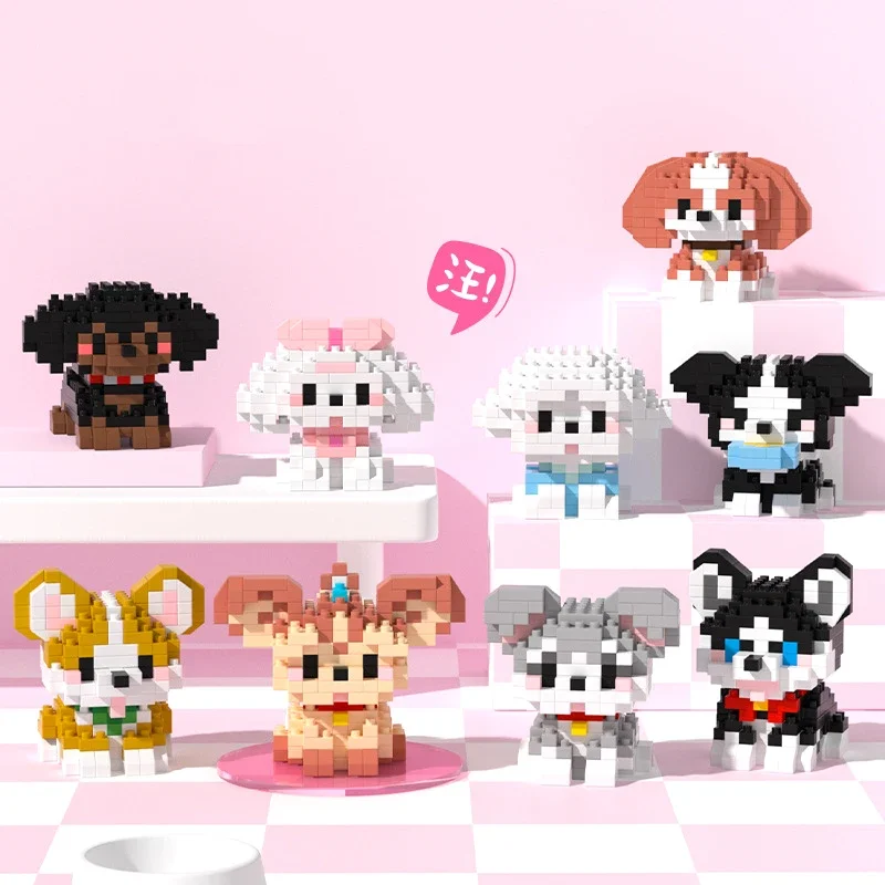 MINISO Строительные блоки для игрушек Lego, 3D модель кота и собаки, мини-головоломка с милым домашним животным, набор блоков с героями мультфильмов, подарки с котенком хаски