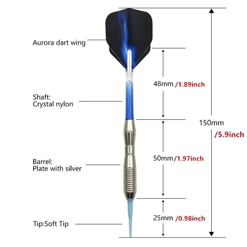 3 teile/satz Weiche spitze Darts Ungefähr 17g Blau Grün Rot Vier-teilige Montage Standard Sicherheit Dart Welle Aurora Flügel Dart Flug