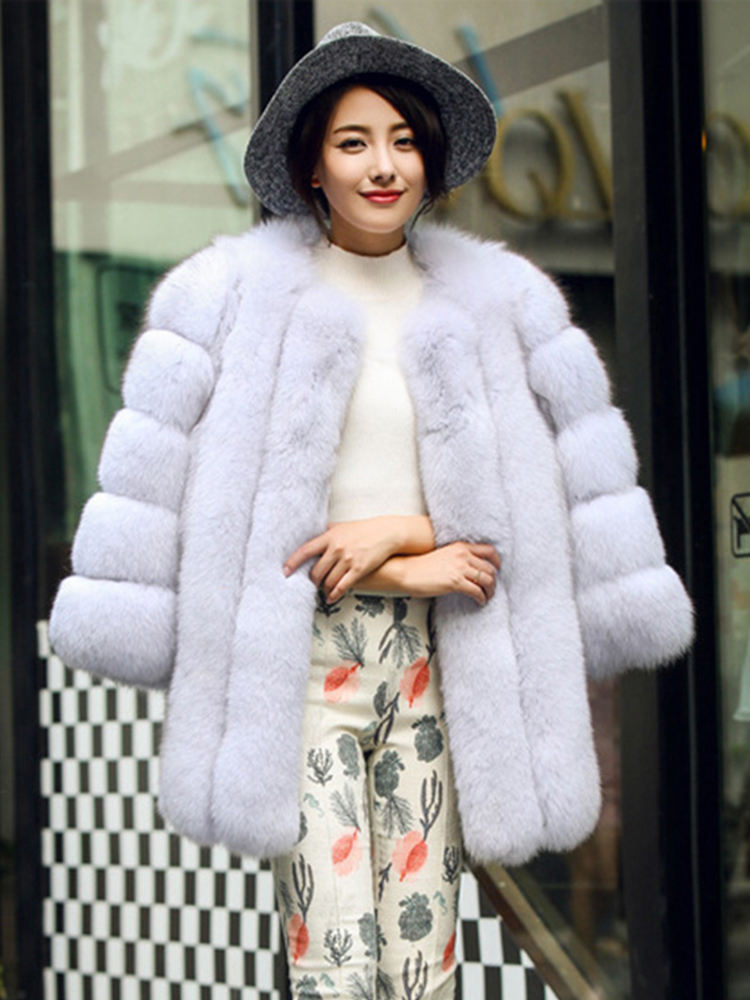 ZADORIN S-4XL Mùa Đông Cao Cấp Giả Cáo Lông Dài Mỏng Đỏ Hồng Xanh Dương Lông Thú Giả Áo Khoác Nữ Giả Áo Khoác Lông Thú manteau Fourrure