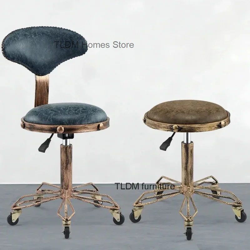Cadeiras de barbeiro retro nórdico com rodas, Criativo Bar Stool, Cadeira de maquiagem doméstica Mobiliário de salão, cabeleireiro, salão de beleza