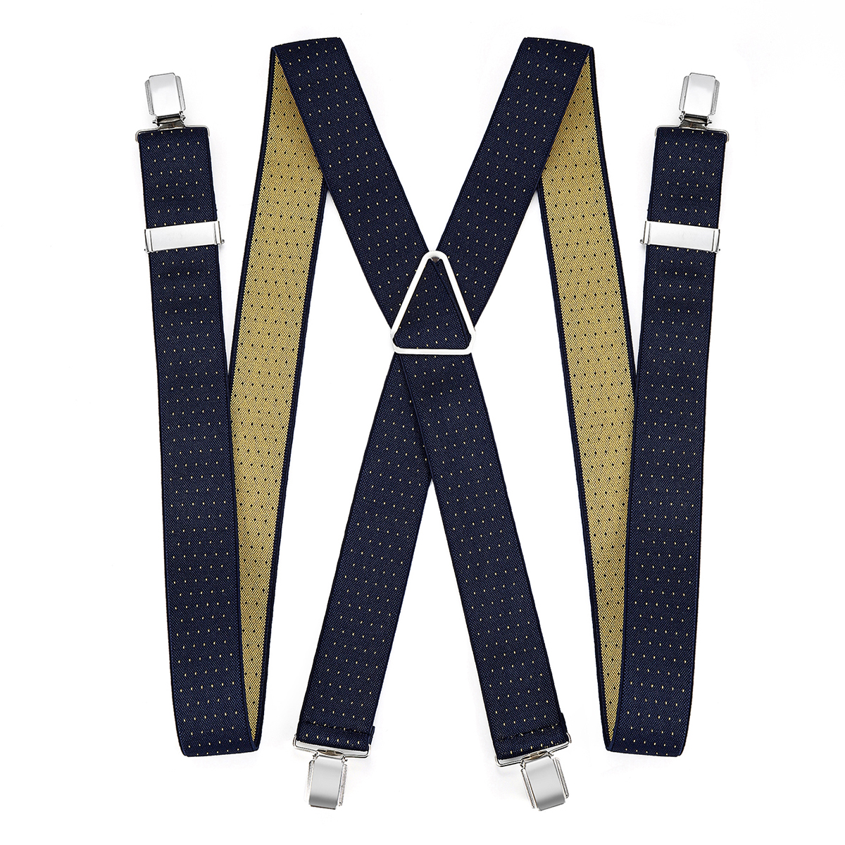 Pantalones de hombre con cuatro clips y tirantes elásticos británicos con flores y puntos