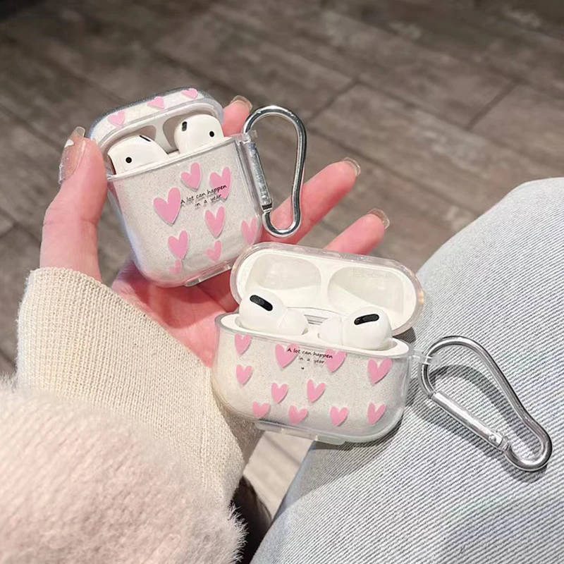 Neu für AirPods 4 Fall Glitter Shiny Cartoon Weiche Silikon Abdeckung Für AirPods 3 1 Pro 2nd Mädchen rosa Herz Kopfhörer Lade Box