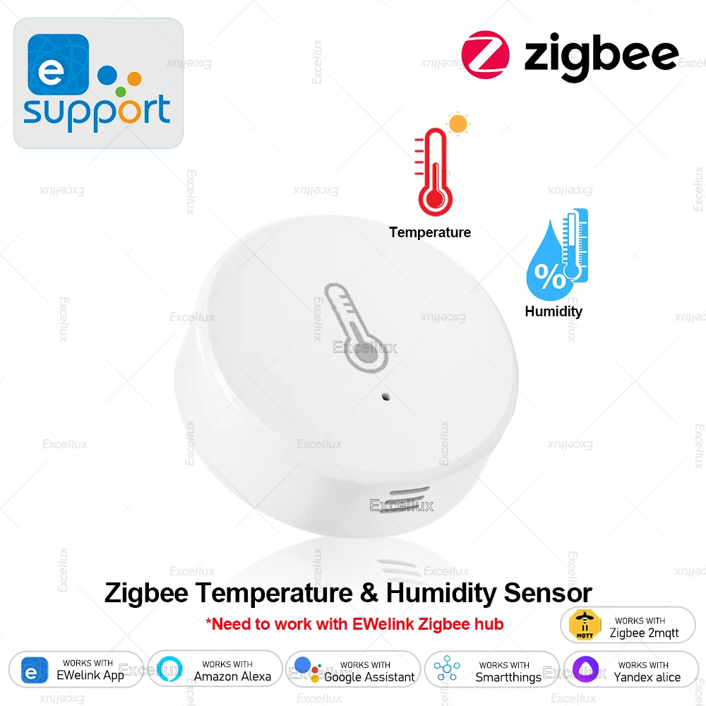 Ewelink inteligente zigbee sensor de umidade temperatura controle app termômetro interno monitor automação residencial funciona com alexa google