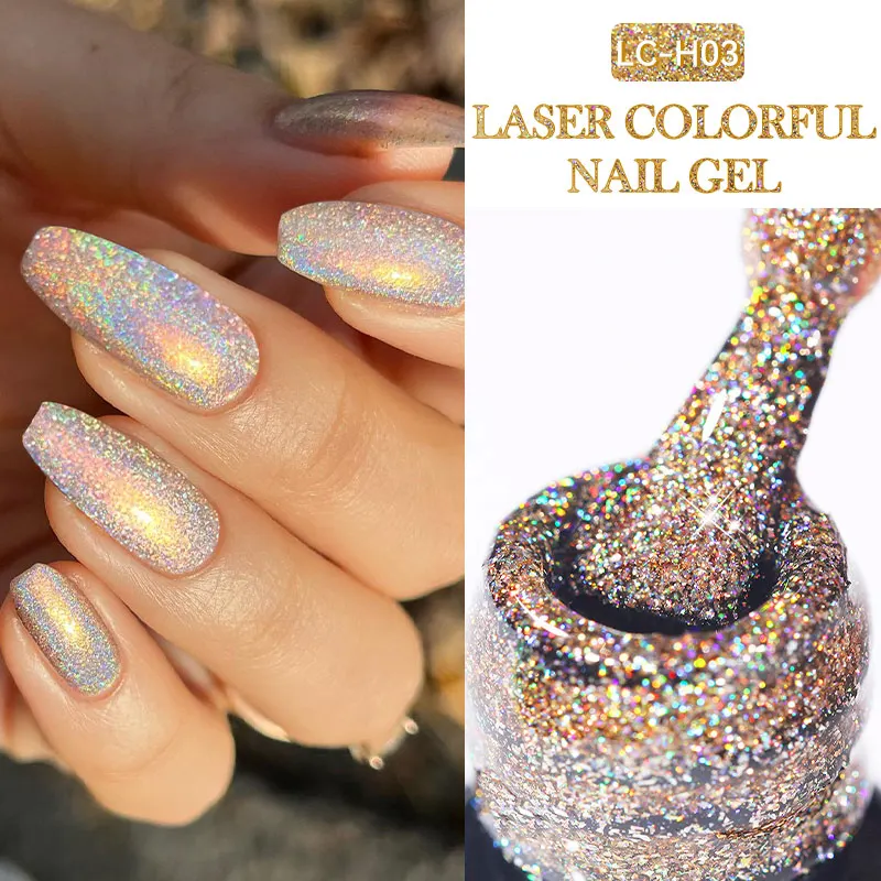 LILYCUTE 7ml Holographic Glitter เจลเล็บฤดูใบไม้ผลิสีประกาย Sequins Soak Off UV LED เคลือบเงาตกแต่งเล็บ