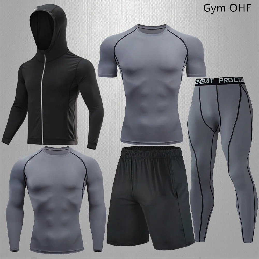Traje deportivo para hombre, conjunto de ropa deportiva de compresión para gimnasio, correr, trotar, ropa deportiva, ejercicio, Rashguard, chándal MMA para hombre