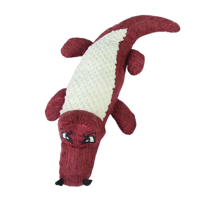 สัตว์เลี้ยง Chew ของเล่น Interactive การ์ตูนสัตว์ Plush จระเข้รูปร่างสุนัขเสียงของเล่น Gnawing บดฟันอุปกรณ์การฝึกอบรม
