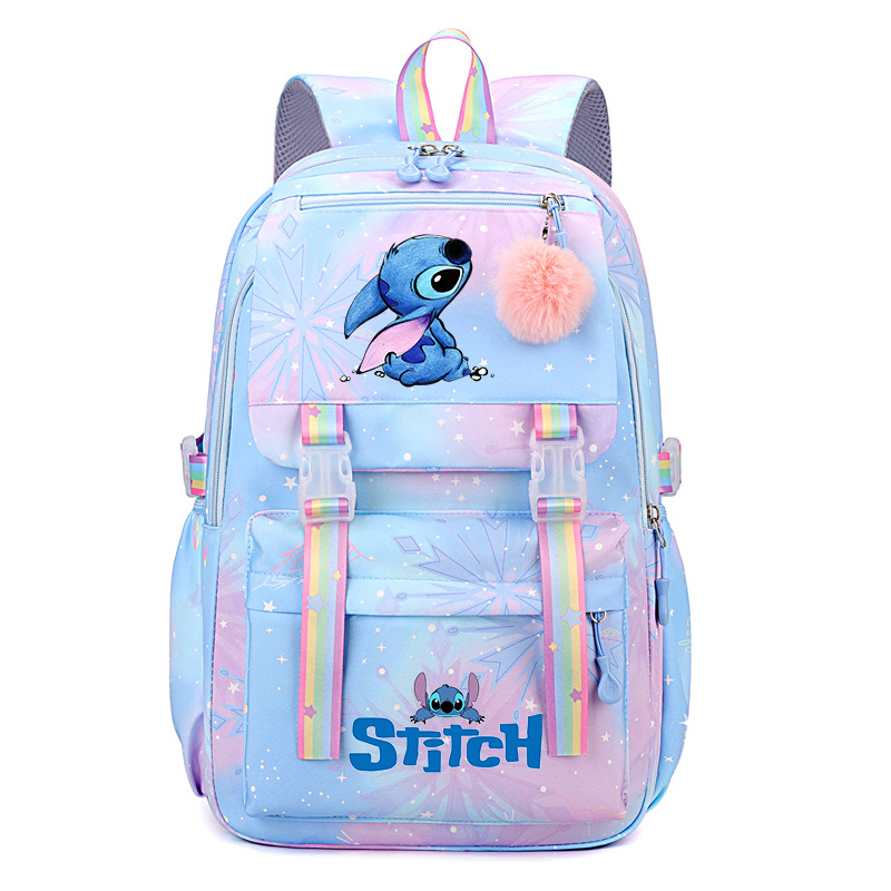 Stitch Large Capacity Backpack, Casual Nylon Cute Daypack, Cartoon Anime Schoolbag, Girl Casual Travel Commute Knapsack