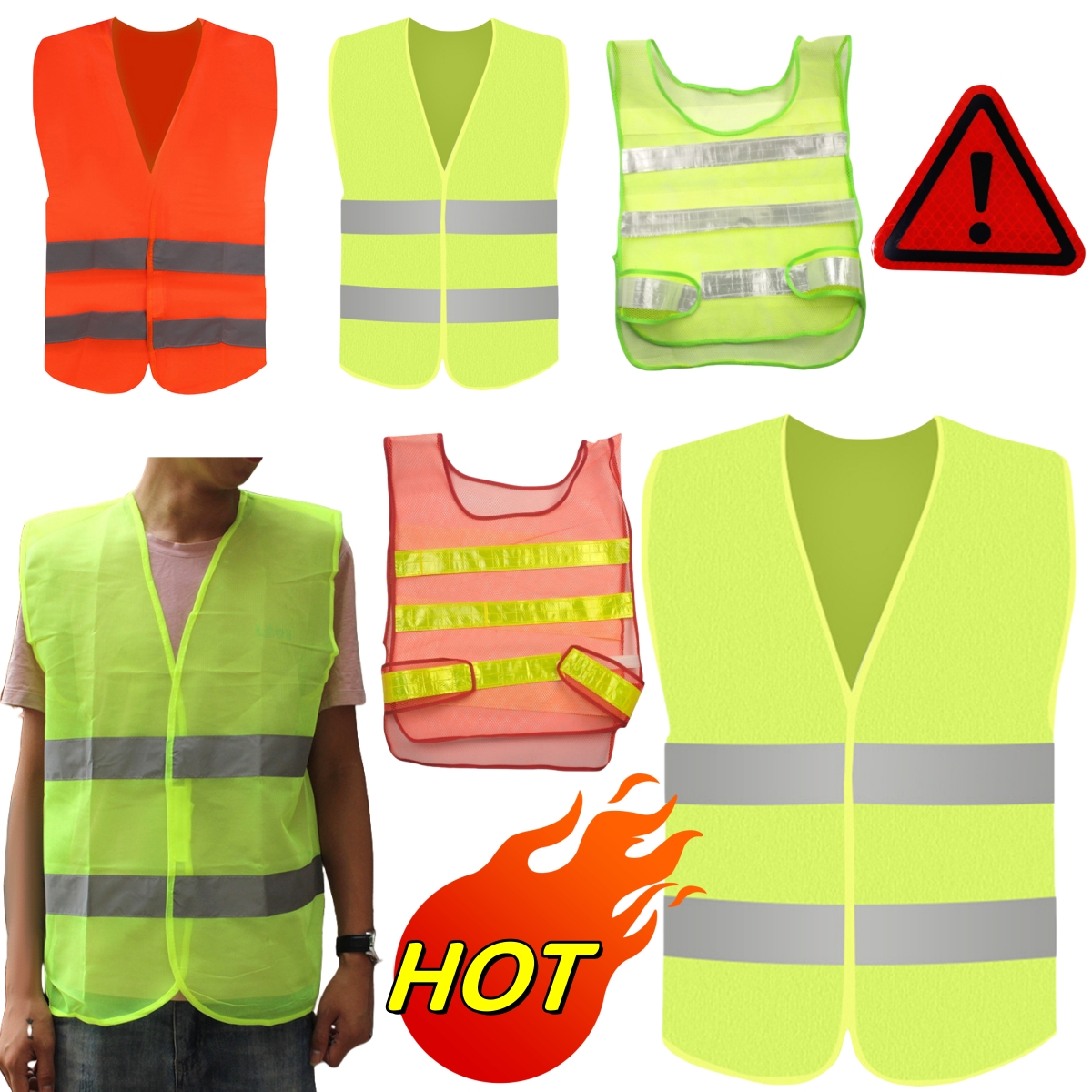 New Car Reflective Clothing For Safety Traffic Safety Vest Yellow Visibility High Visibility Outdoor Running Cycling Sports Vest