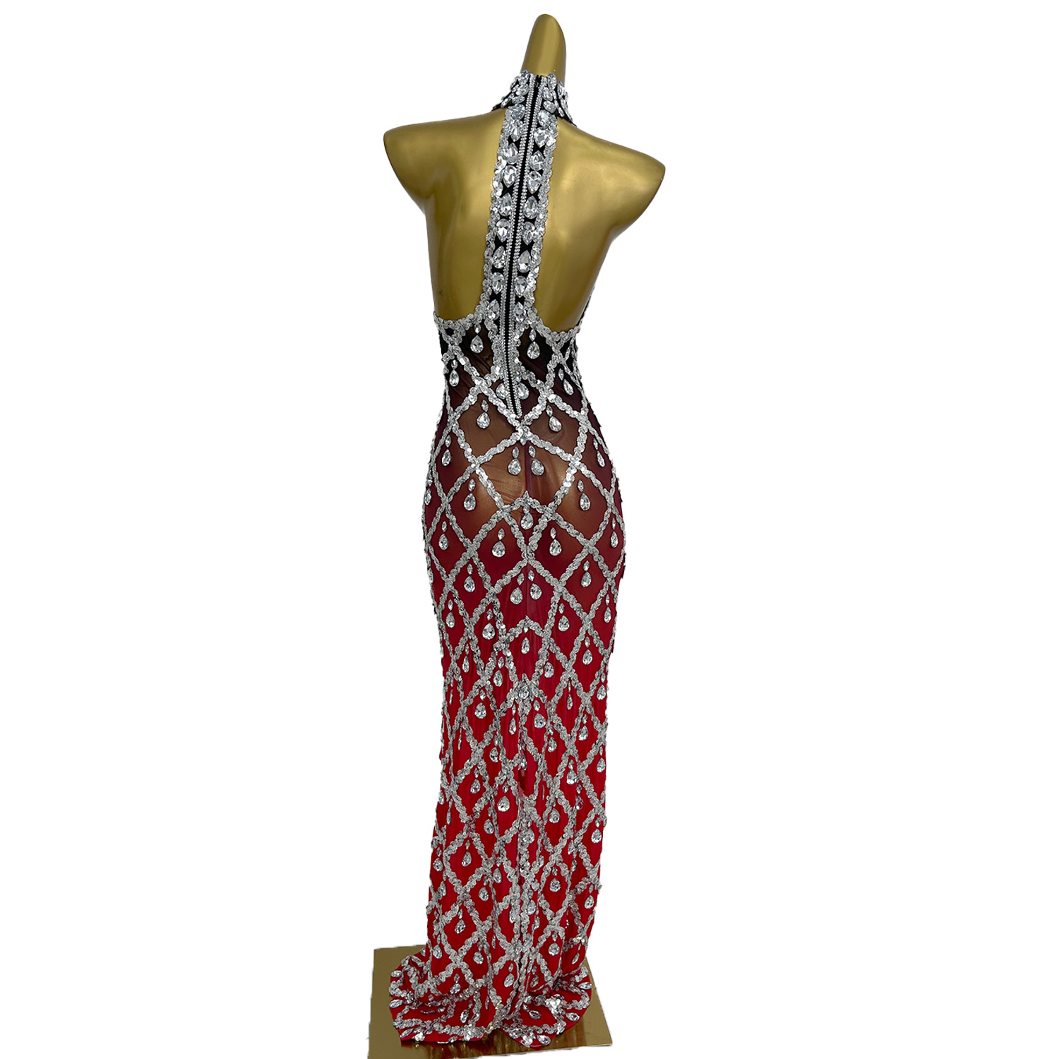 女性のためのスパンコールとラインストーンの長いグラデーションドレス,誕生日の夜のウエディングドレス,ステージウェア,パフォーマンスコスチューム,セクシーなファッション,shaokaojia