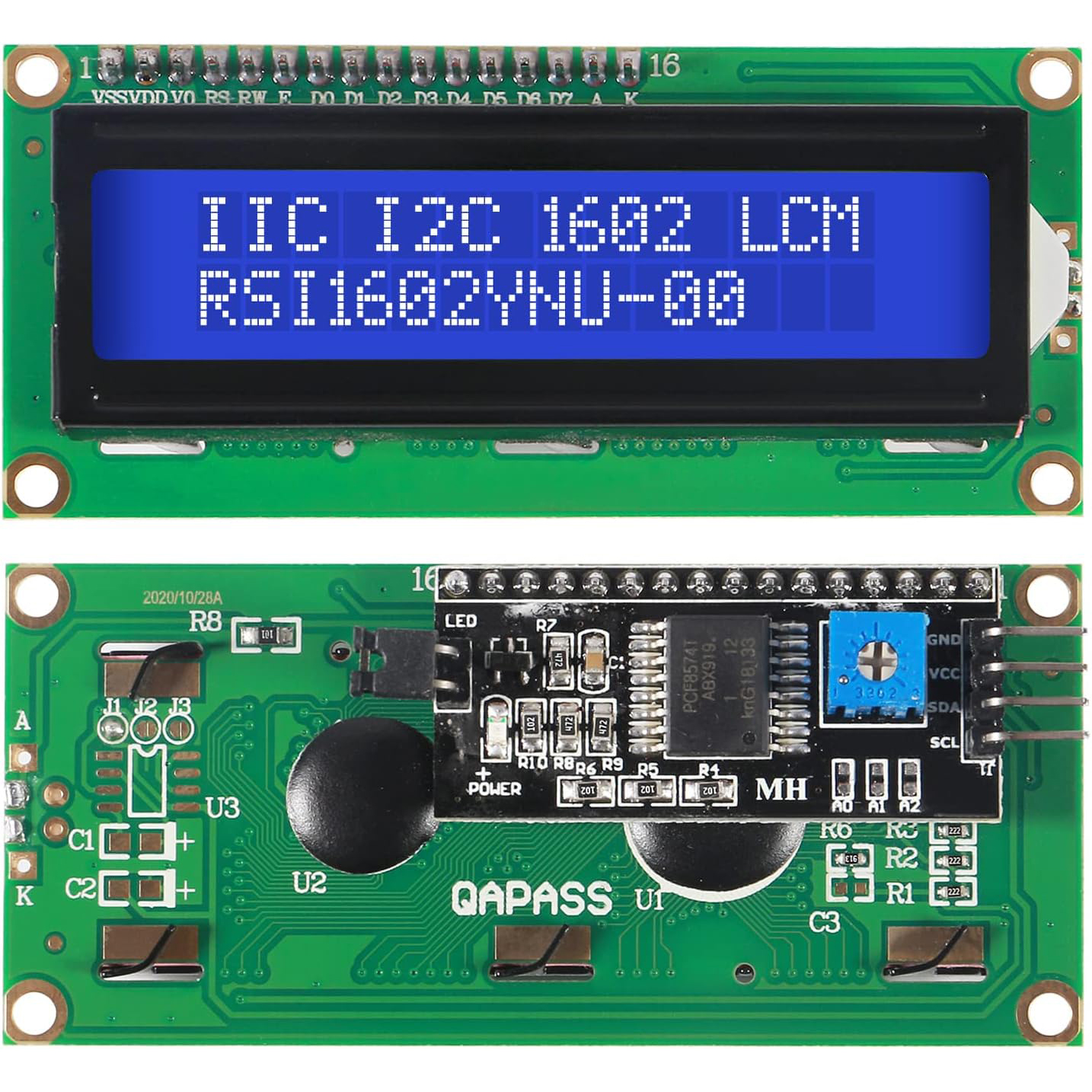 Pantalla LCD1602 con retroiluminación Placa de módulo de pantalla LCD 2x16 caracteres 1602 5v para ar-duino Duemilanove Robot 1602A UNO R3 MEG