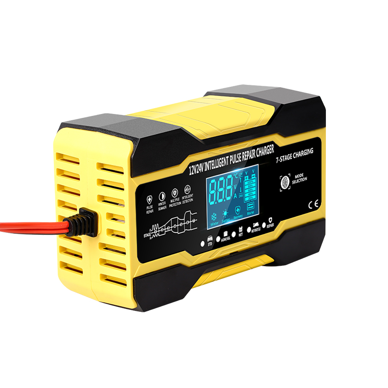 Cargador rápido de batería de coche 12V 10A/24V 5A, multifunción, reposición de reparación de pulso inteligente completamente automática con pantalla LCD