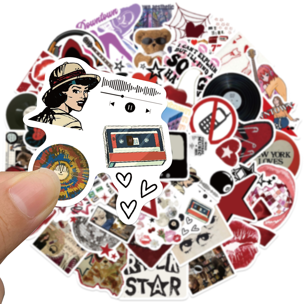 50 個レトロ美的 90 年代 Y2K ステッカーダウンタウンモダンガールズステッカーラップトップ荷物ギタースケートボードビニール車のデカール