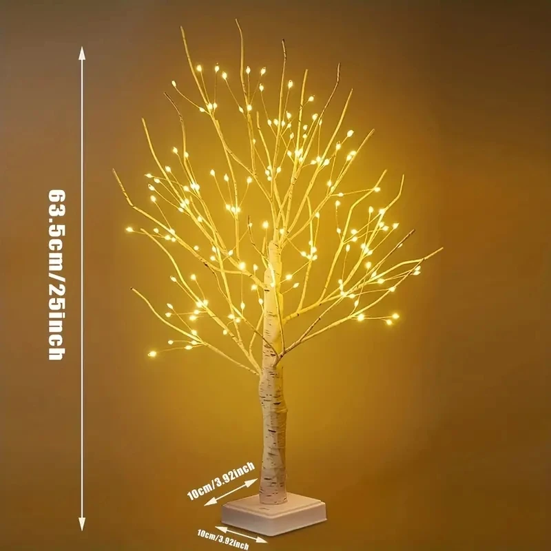 144 LED 자작 나무 나무 빛 따뜻한 흰색 USB 배터리 전원 휴일 장식 트리 크리스마스 할로윈 부활절 선물