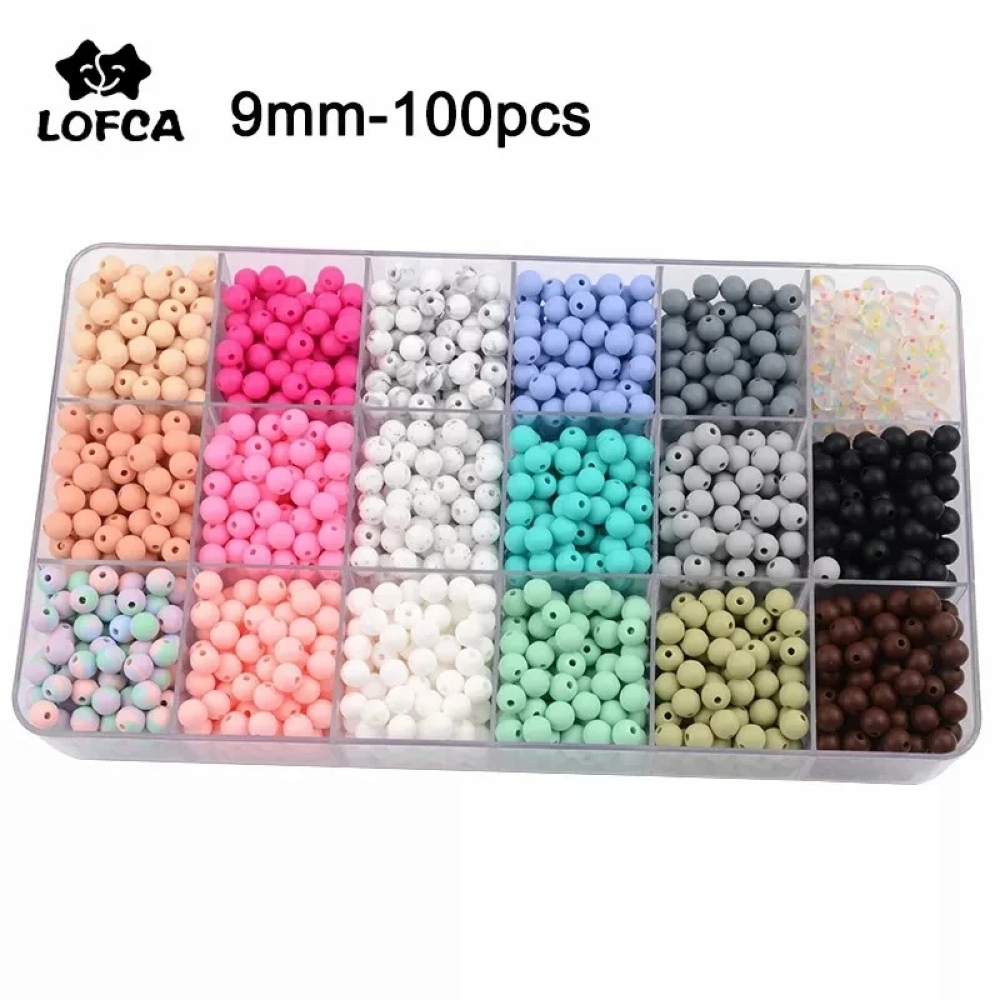 Großhandel 100 stücke Baby Beißringe Silikon Perlen 9mm Kleinkinder Spielzeug Zahnen Perlen Silikon BPA FREI Für Halsketten Schnuller halter