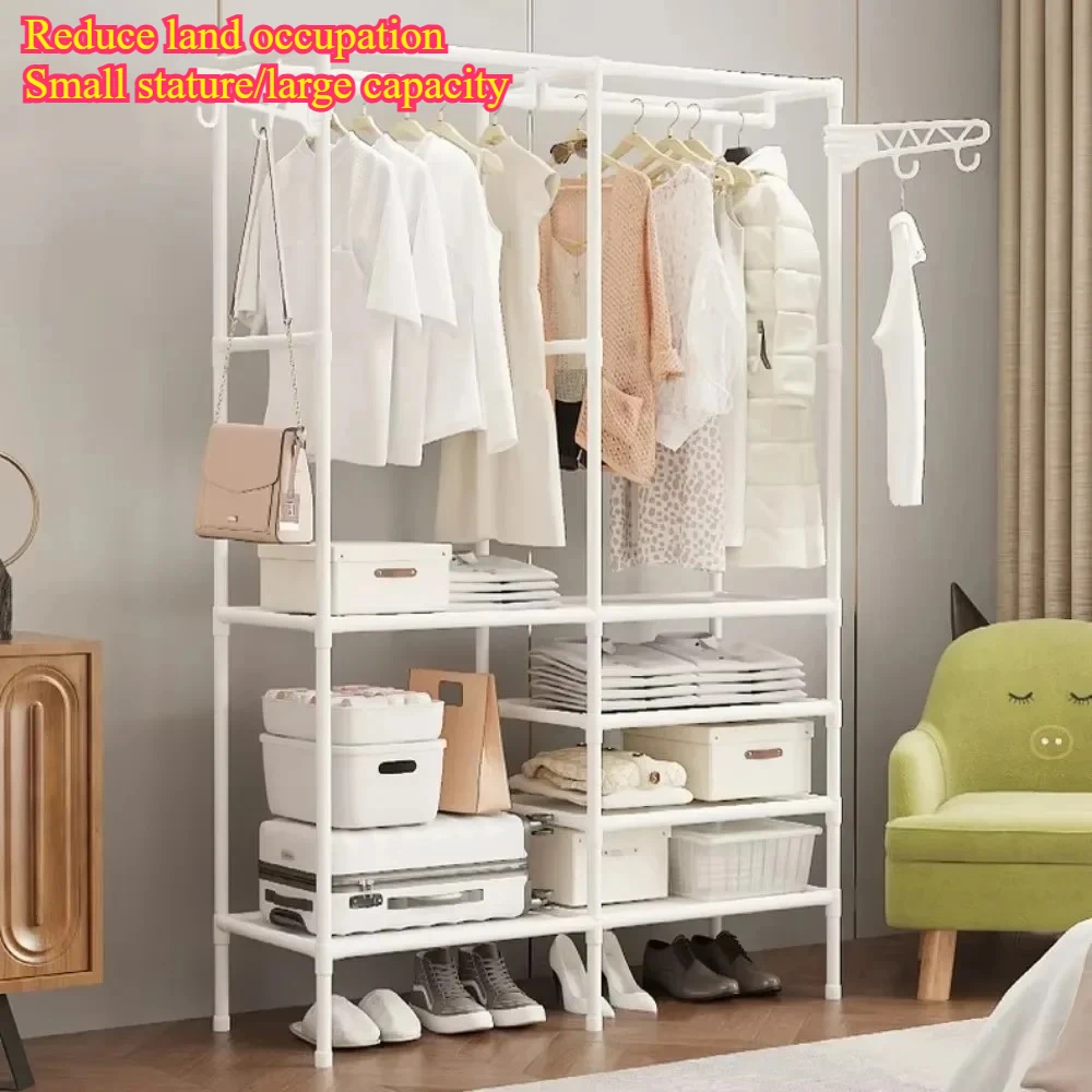 Cabide de roupas de fileira dupla multifuncional cabide de roupas do quarto rack de armazenamento de chão para casa cabide de roupas de fileira dupla