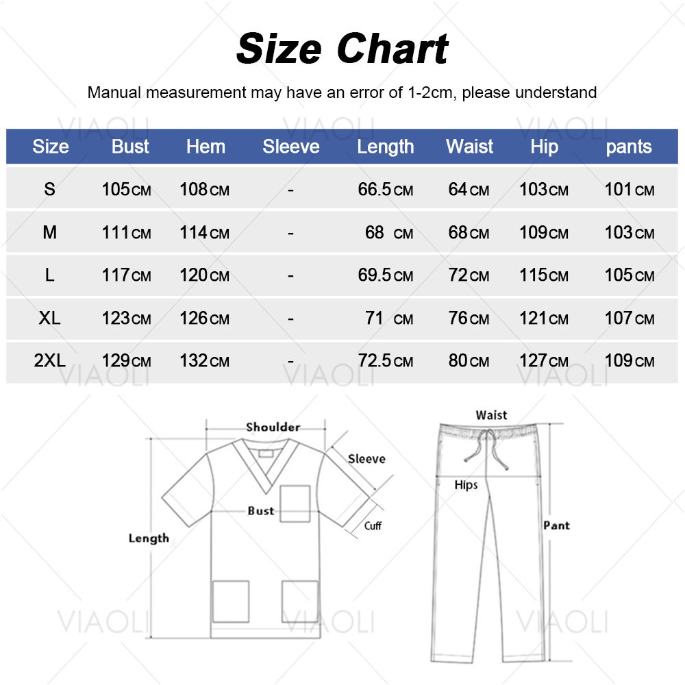 Scrubs Uniforms Sets Medical Nursing Hospital Working Clothes Solid Color Surgical Gowns Breathable Scrub Top Joggers Pants Suit
