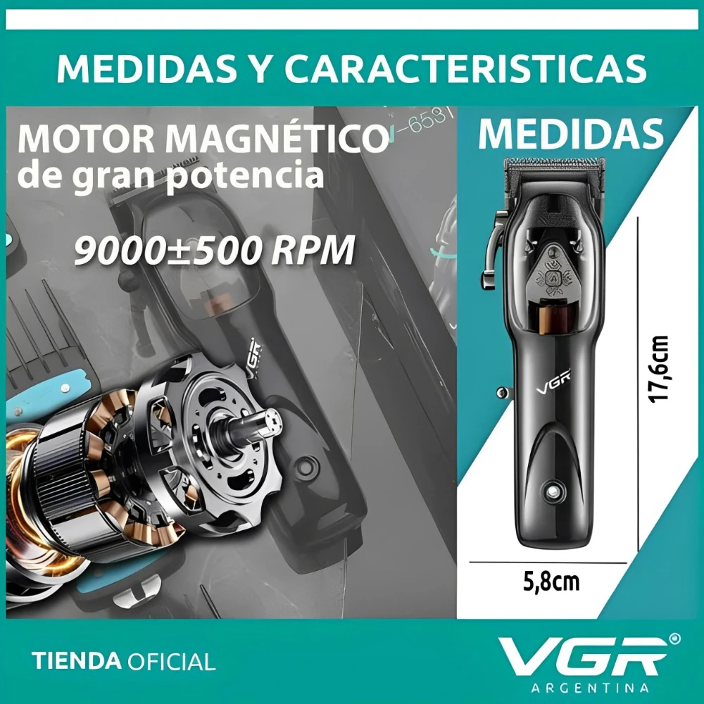 VGR Tondeuse Beroeps Haren snijmachine Instelbaar Tondeuse Barbier Snoerloos 9000 toeren per minuut Tondeuse Tondeuse voor mannen V-653